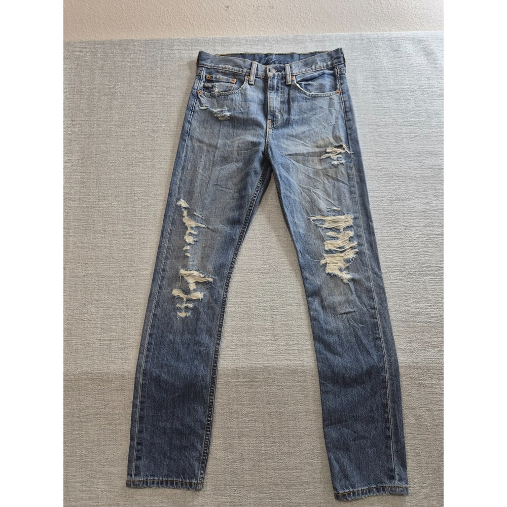 Levi's 522 Jeans Mens 28x32 Blue Denim Distressed Straight Leg Outdoor Wear